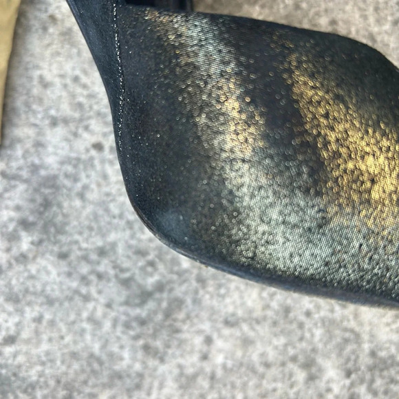 Guillaume Hinfray black and  gold peep toe heel, size 37.5 - Picture 10 of 16